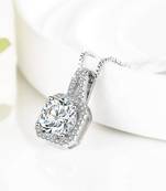 Dainty Classic Solitaire AAA Cubic Zirconia CZ American Diamond Crystal Pendant Chain Necklace for Girls Women