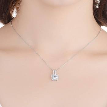 Dainty Classic Solitaire AAA Cubic Zirconia CZ American Diamond Crystal Pendant Chain Necklace for Girls Women 4