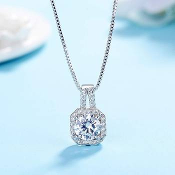 Dainty Classic Solitaire AAA Cubic Zirconia CZ American Diamond Crystal Pendant Chain Necklace for Girls Women 5