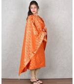 Orange Banarasi Cotton Silk Suit