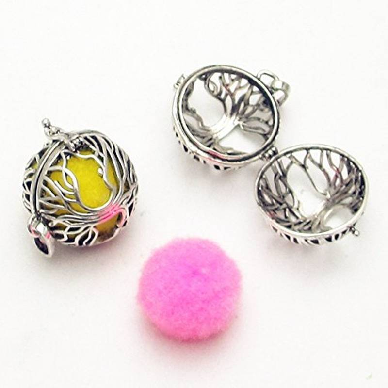 Tree of Life Aromatherapy Essential Oil Perfume Diffuser Openable Hollow Cage Pendant Necklace Chain