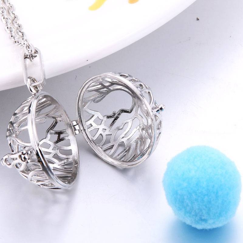 Tree of Life Aromatherapy Essential Oil Perfume Diffuser Openable Hollow Cage Pendant Necklace Chain