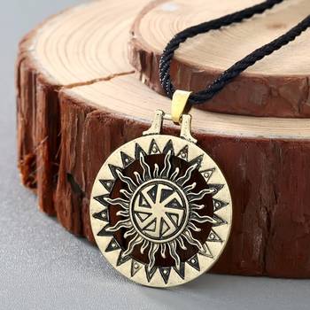 Vintage Swastik Chakra Talisman Bronze Pendant Necklace Chain for Men 1