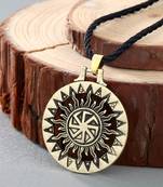 Vintage Swastik Chakra Talisman Bronze Pendant Necklace Chain for Men