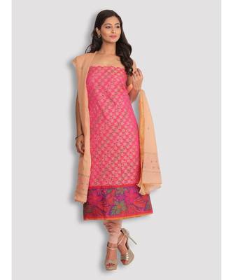 Pink Banarasi 2 Pc Suit with Chikankari 1