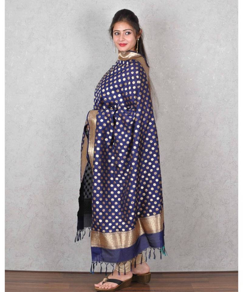 Blue Banarasi Cotton Silk Suit
