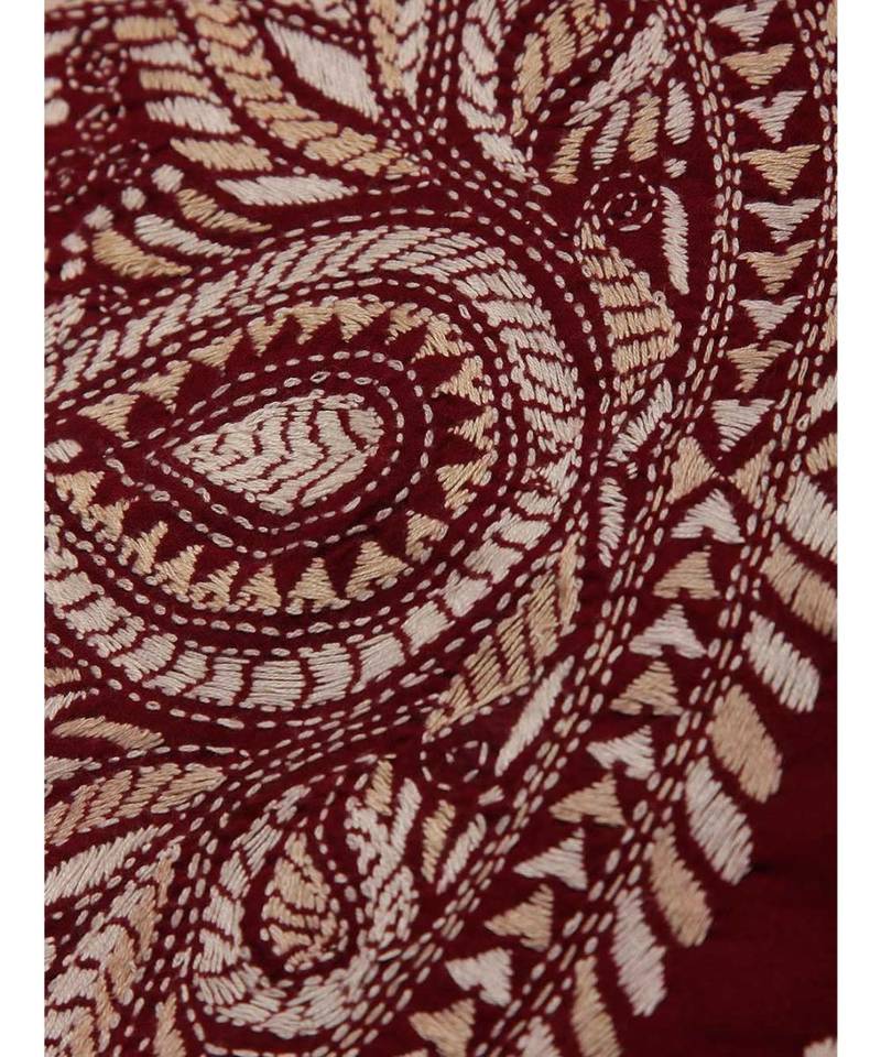 Maroon Lizi Bizi Kantha Suit