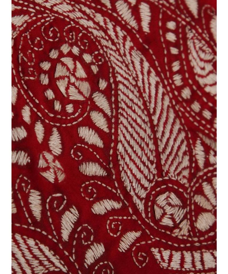 Red Lizi Bizi Kantha Suit