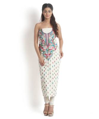 Off-White Cotton Suit with Kantha work 1