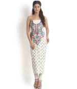 Off-White Cotton Suit with Kantha work