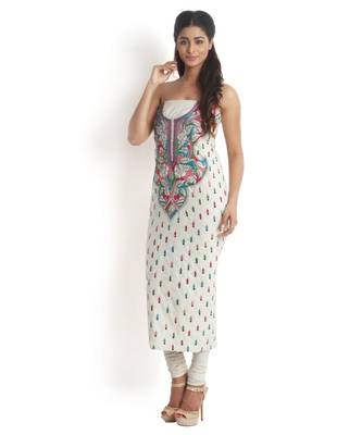 Off-White Cotton Suit with Kantha work 3