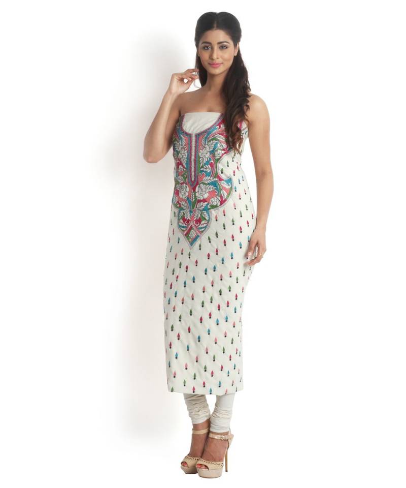 Off-White Cotton Suit with Kantha work