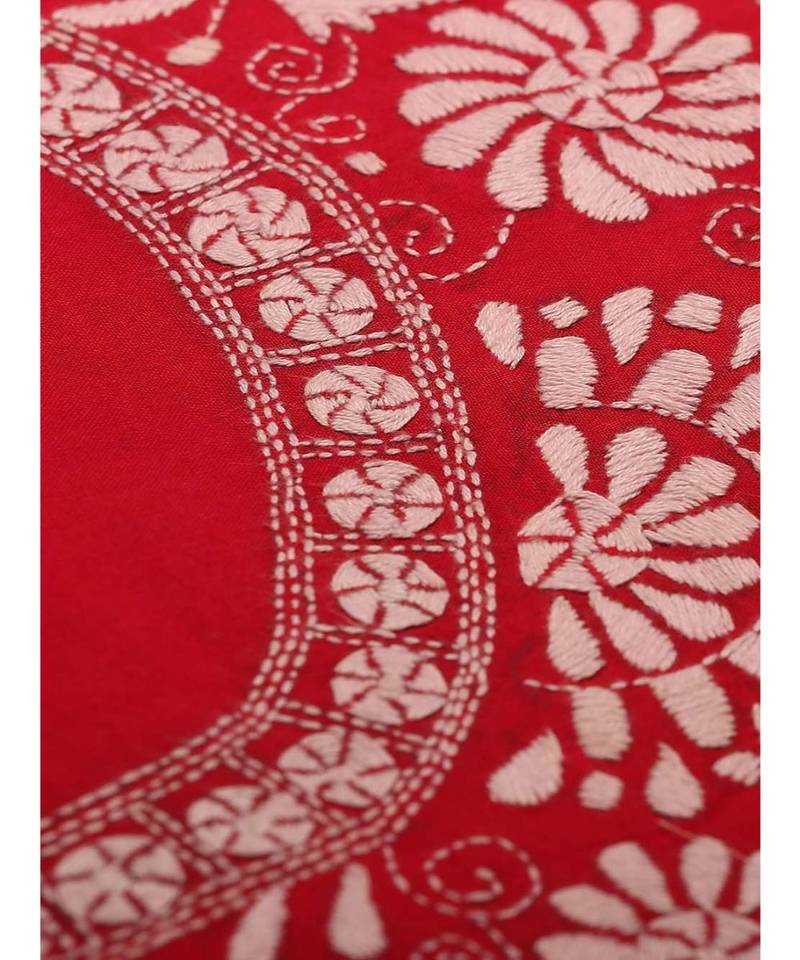 Red Lizi Bizi Kantha Suit