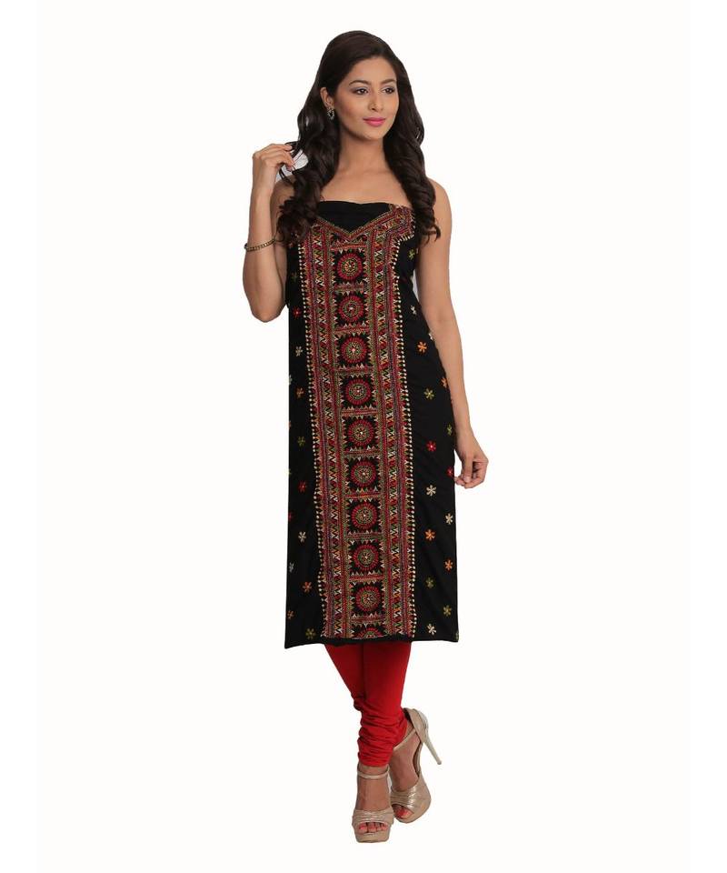 Black Lizi Bizi Kantha Suit