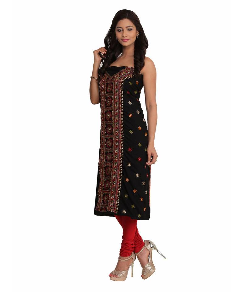 Black Lizi Bizi Kantha Suit