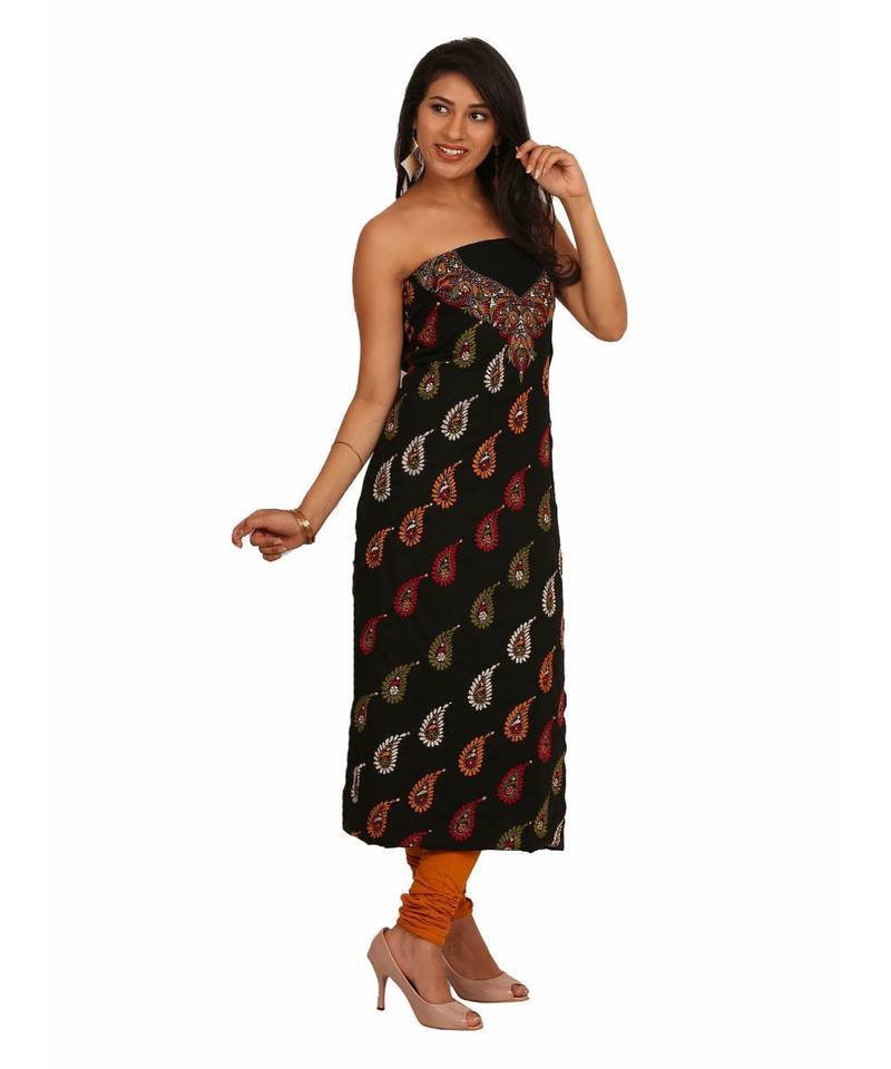 Black Lizi Bizi Kantha Suit