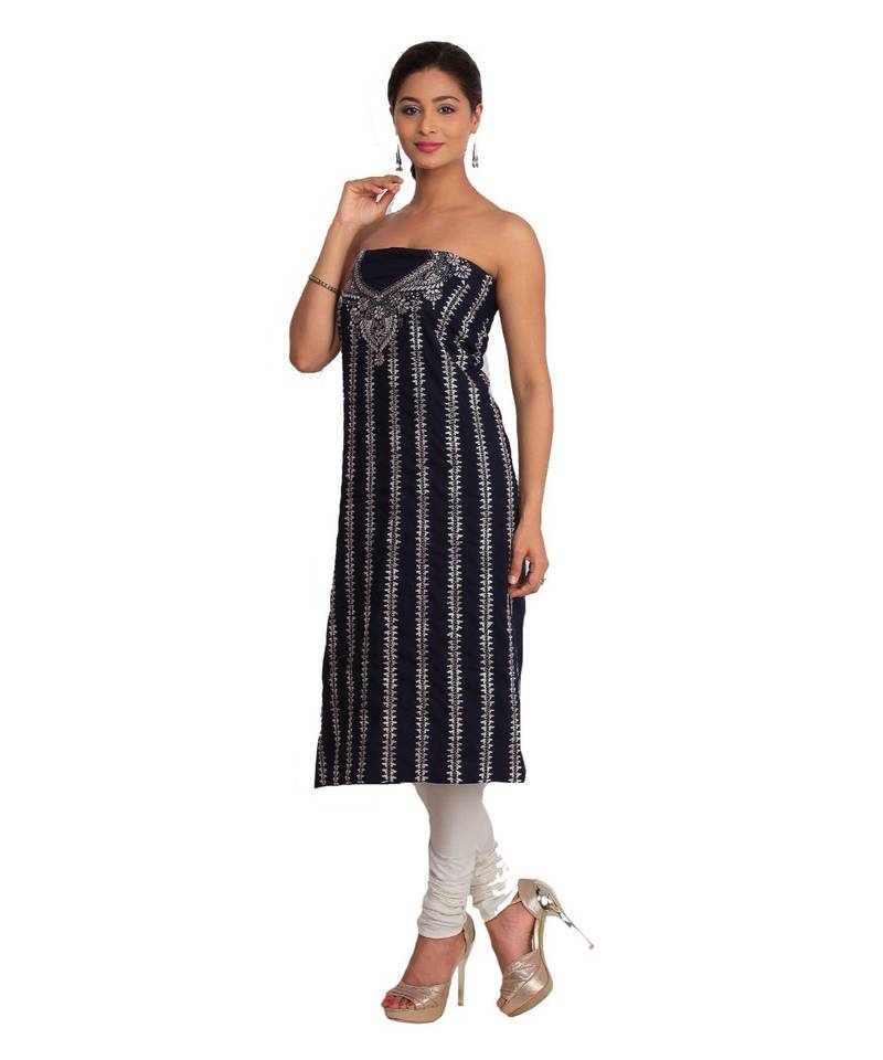 Navy Blue Lizi Bizi Kantha Suit