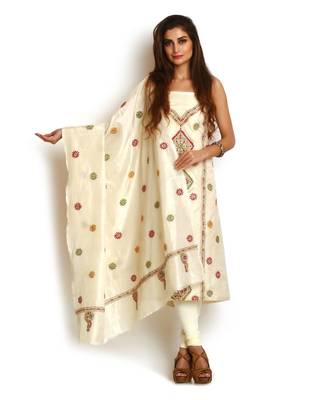 Off White Pure Silk Kantha Suit 1