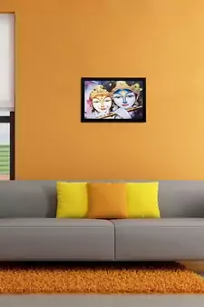 Radha Krishna Matt Textured UV Art Painting