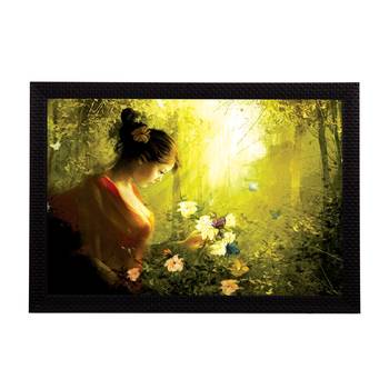 Girl with Flowers Satin Matt Texture UV Art Painting 1