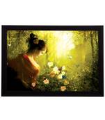 Girl with Flowers Satin Matt Texture UV Art Painting