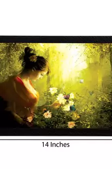 Girl with Flowers Satin Matt Texture UV Art Painting