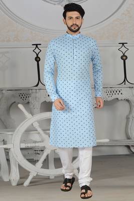 Blue Stylish Digital Print Kurta Pyjama 1
