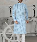 Blue Stylish Digital Print Kurta Pyjama