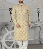 Beige Stylish Digital Print Kurta Pyjama
