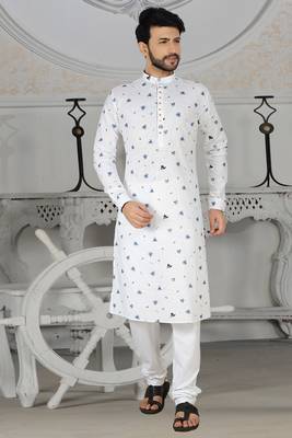White Stylish Digital Print Kurta Pyjama 1