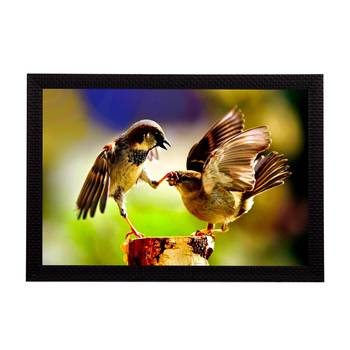 Playing Birds Satin Matt Texture UV Art Painting 1