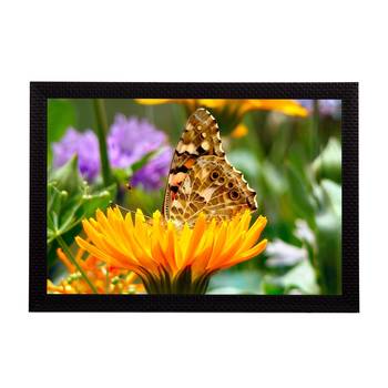 Butterfly On a Flower Satin Matt Texture UV Art Painting 1
