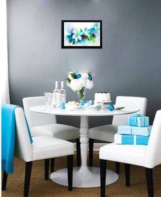 Blue Floral Satin Matt Texture UV Art Painting 2