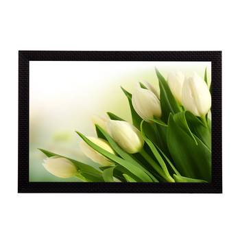 Beautiful White Flowers Satin Matt Texture UV Art Painting 1