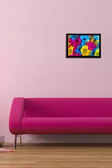 Tri Color Floral Satin Matt Texture UV Art Painting