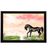 Black Horse Satin Matt Texture UV Art Painting