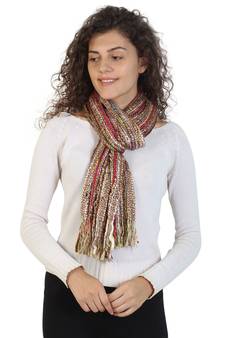 Brown & Multicolor Striped Acrylic Stole