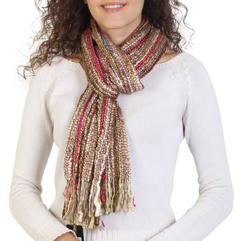 Brown & Multicolor Striped Acrylic Stole 2