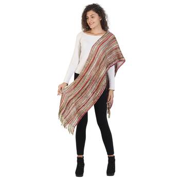 Brown & Multicolor Striped Acrylic Stole 3