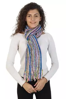 Dark Navy & Multicolor Striped Acrylic Stole