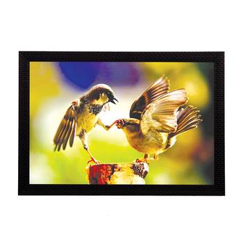 Playful Birds Satin Matt Texture UV Art Painting 1