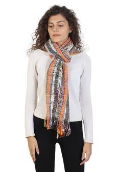 Black & Multicolor Striped Acrylic Stole