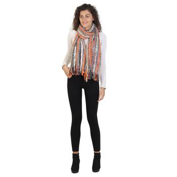 Black & Multicolor Striped Acrylic Stole 4