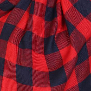 Red & Navy Viscose Rayon Checked Woven Design Stole 5