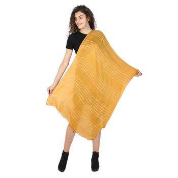 Mustard Striped Viscose Rayon Stole 3