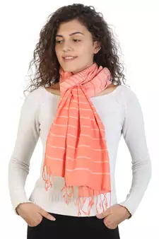 Light Orange Striped Viscose Rayon Stole