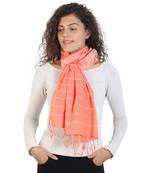 Light Orange Striped Viscose Rayon Stole