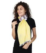 Yellow & Cherry Cotton Striped Woven Design Stole