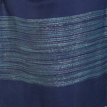 Navy Viscose Rayon Striped Woven Design Stole 5