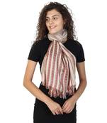 Light Brown & Multicolor Viscose Rayon Striped Woven Design Stole